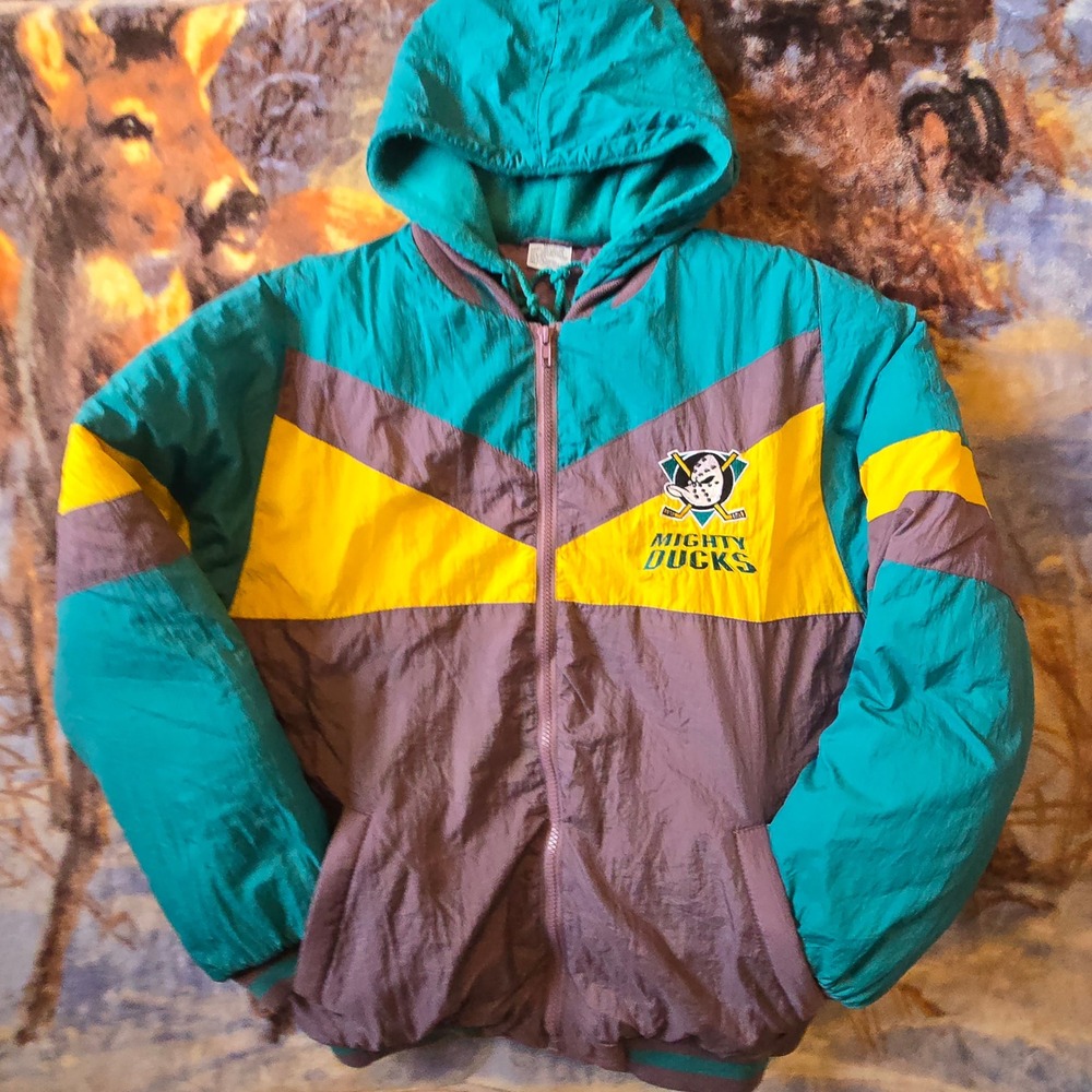 Anaheim Mighty Ducks 90s NEW w/TAG Vintage Double Lined Puffer Hoodie sz Medium
